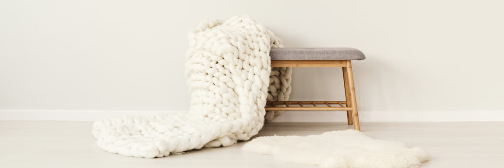 Soft textiles such as chunky knit cable blankets were popular in 2019