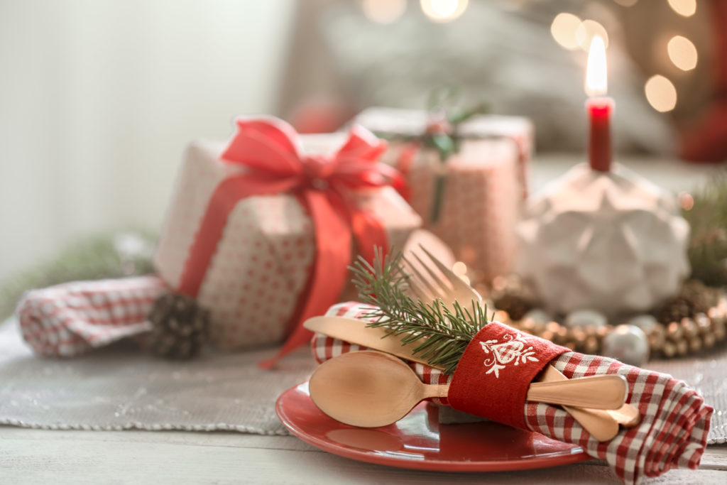 Holiday Gifts on the Christmas Table by Salt Lake City Interior Staging Expert